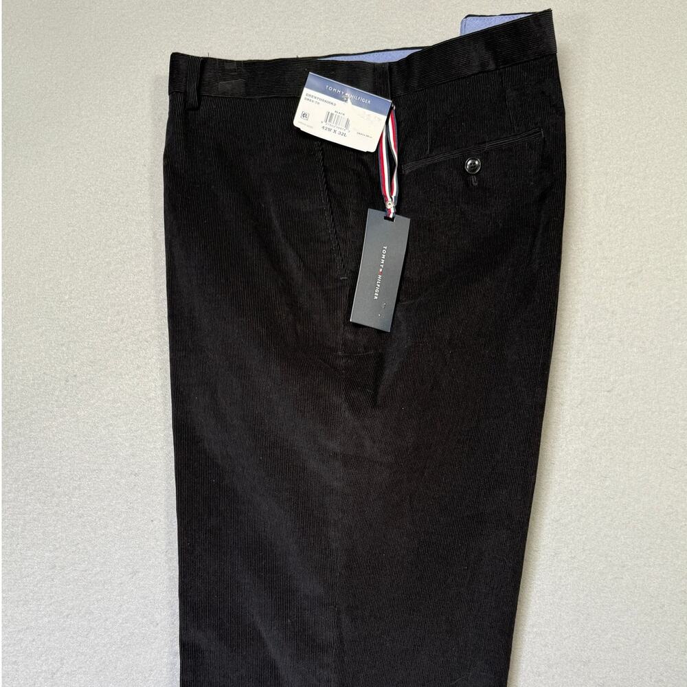 Tommy Hilfiger Men's Modern-Fit Solid Corduroy Pants Black 42x32 $95